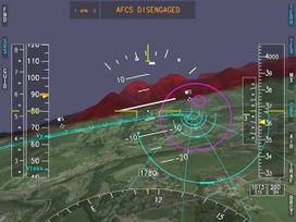 Un tunnel virtuel dans l'espace qui guide le pilote vers son objectif - Photo Eurocopter, Stefan Haisch 