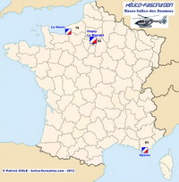 Voir le portfolio ci-dessous pour agrandir la carte des Bases Hélicoptère des Douanes Françaises - Carte © Patrick Gisle - helico-fascination.com