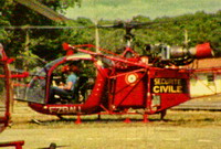 Michel Dagouneau à bord de l'Alouette II F-ZBAU Sécurité civile - Photo tirée du film du Dr Claude Gamain