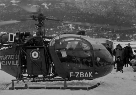 Alouette 2 F-ZBAK Protection civile Base de Nice évacuation spéléologue Josiane Laures 12 mars 1965 - Photo DR