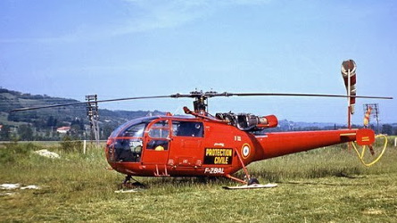 Alouette 3 F-ZBAL Protection civile sur DZ Cessieu / La Tour-du-Pain, le 01-07-1970- Photo Alain Blondel