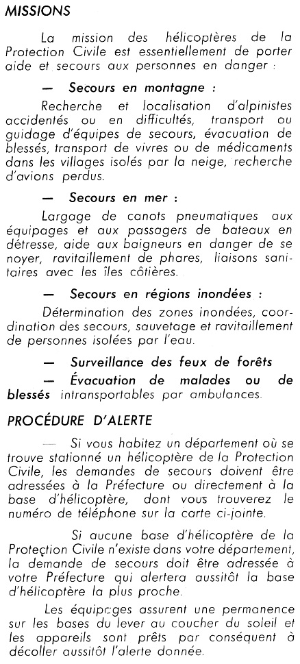 Brochure Groupement d'Hélicoptères de la Protection Civile - Missions - Photo DR