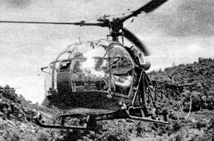 Décollage Alouette 2 F-MJAY accident Roger Rivière lors du Tour de France, le 10 juillet 1960 - Photo DR