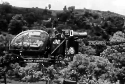 Décollage Alouette 2 F-MJAY Gendarmerie - accident Roger Rivière lors du Tour de France, le 10 juillet 1960 - Photo DR INA