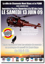 Cliquez pour agrandir l'affiche de la JPO de Chamonix le 13 juin 2009 - Affiche © PGHM