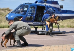 Le front de mer en face de l'hôpital maritime de Zuydcoote a servi de cadre à l'exercice, hier après-midi. Le front de mer en face de l'hôpital maritime de Zuydcoote a servi de cadre à l'exercice, hier après-midi. Photo Gendarmerie