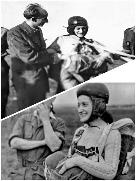 Valérie André après un saut en parachute vers 1948 - Photos DR
