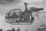 Arrivée de l'Alouette II F-BIFL lors de l'inauguration du refuge des Grands mulets le 7 août 1960 - Photo INA