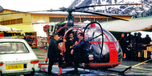 Alouette 2 F-ZBAE Protection civile sur la place du Marché de Chamonix (74) - Photo DR