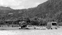 La DZ des Bois à ses débuts avec l'Alouette III F-ZBAS de la Protection civile (venue de la Base d'Annecy) - Photo DR collection Famille ROUET