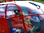 Aux commandes de l'Alouette III F-ZBDI l'équipage Jean-Pierre ROCA (pilote) et Jean-Louis JULES (mss) lors d'un secours à Saint-Hilaire-du-Touvet durant l'été 1990 - Photo Gilles Broudic