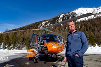 Ce jeudi à la base de Chamonix Mont-Blanc hélicoptère, de retour d'une mission sur la coupe du monde de ski - Photo DR ledauphine.com