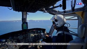 On board avec pilote aux commandes du Bell 212 OY-HDM - Photo © Airborne Films 
