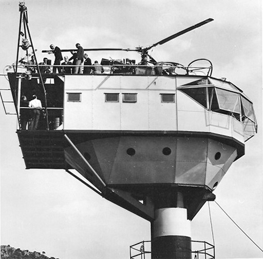 Alouette 2 F-ZBAK Protection civile posée sur la bouée-laboratoire du commandant Cousteau, le 2 juin 1963 - Photo DR