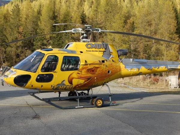 Pascal's distinctive yellow helicopter