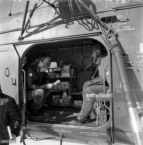 H-34 SKY 1128 68-OJ équipé du matériel de l'ORTF lors JO de Grenoble en 1968 - Photo Getty Images - INA