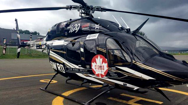 L'hélicoptère Bell 429 C150GO fera le tour du monde avec un équipage canadien en 35 jours - Photo Radio-Canada/Benoît Frigon