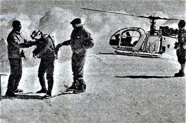 Le 24 septembre 1961, une Alouette 2 Gyrafrance se pose au sommet du mont Blanc - Photo DR