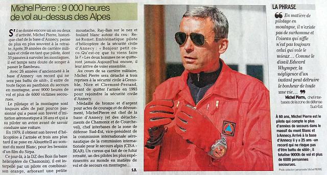 Article "Michel Pierre : 9 000 heures de vol au-dessus des Alpes" - Document DR ledauphine.com