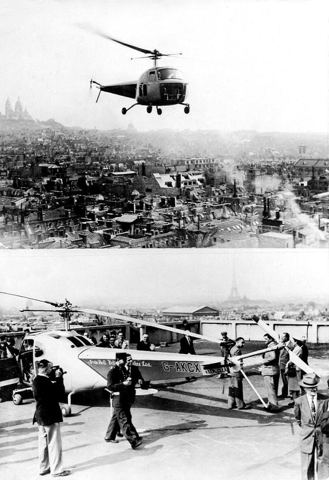 Un événement, avec l'atterrissage du Bell 47B sur le toit des Galeries Lafayette, le 6 juillet 1948 - Photos DR