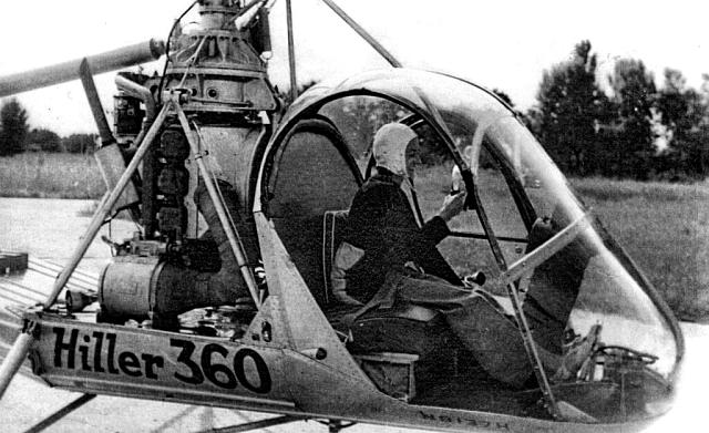 Hiller 360 n8137h (immatriculation US) F-BFPL - 1er vol solo de Valérie André en 1950 chez Helicop-Air à Cormeilles -en-Vexin - Photo DR collection Valérie André
