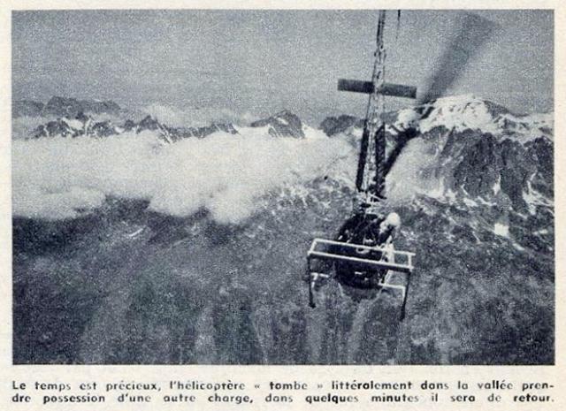 Le Bell 47 G2 Gyrafrance plonge dans la vallée en 1961 - Photo DR AVIATION Magazine de l'espace