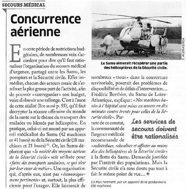 Secours médical : concurrence aérienne, un article de Que Choisir juillet/août 2013