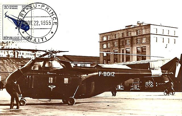 Sikorsky S-55 F-BGIZ carte oblitération 22 novembre 1955 - Photo DR