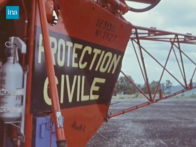 Gros plan de l'Alouette 2 F-ZBAU Protection civile en Juillet 1970 - Photo DR INA