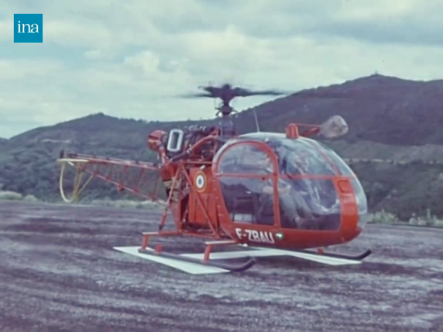 L'Alouette 2 F-ZBAU Protection civile en Juillet 1970 - Photo DR INA