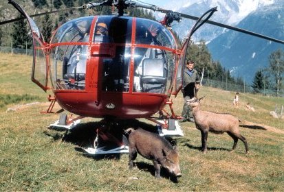 Alouette III F-ZBAS Protection civile avec le pilote Pierre Violleau - Photo DR