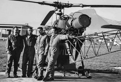 Alouette 2 F-BJOI Protection civile avec de G à D : Alfred Leplus, Gabriel (…)