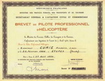 Brevet pilote professionnel d'hélicoptère de Frédéric Curie, le 27 août 1956 - Photo DR