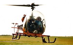 Gérard Desserprit aux commandes du Bell 47 à Étampes 1994 - Photo collection Gérard Desserprit 