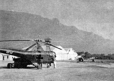 Un Sikorsky S-51 stationné sur la DZ de la BE 725 - Photo DR