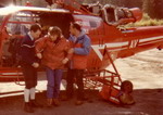 Victime secourue à la descente de l'Alouette III F-ZBAV à la DZ des Bois de Chamonix - Photo collection Francis Delafosse