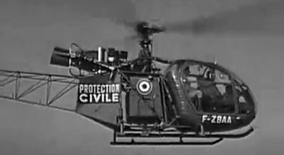 Alouette 2 F-ZBAA de la Protection civile lors des inondations en 1966 - Photo DR INA