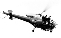 Alouette 3 F-MJAK Gendarmerie en vol pour une mission d'entraînement avec le GIGN - Photo DR