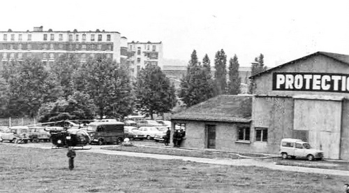 Alouette II sur la Base Protection civile Issy-les-Moulineaux, au milieu des années 60 - Photo DR