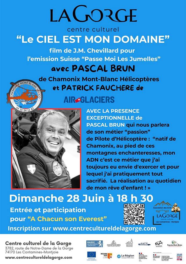 Affiche : Projection du film « Le Ciel est mon domaine » au Centre Culturel de La Gorge – Les Contamines-Montjoie