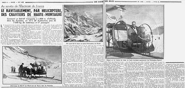  Article paru dans LES AILES du 4 avril 1953 - Au service de l'Electricité de France.