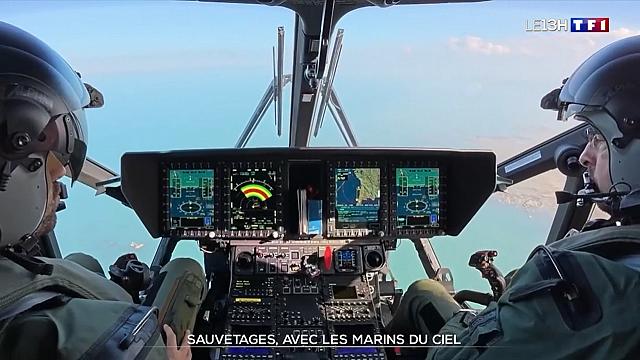 L'équipage aux commandes du H160 de la Marine nationale - Photo DR TF1