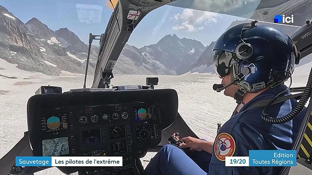 A bord de l'EC 145 F-MJBJ Choucas 65 de la SAG de Briançon - Photo DR France 3