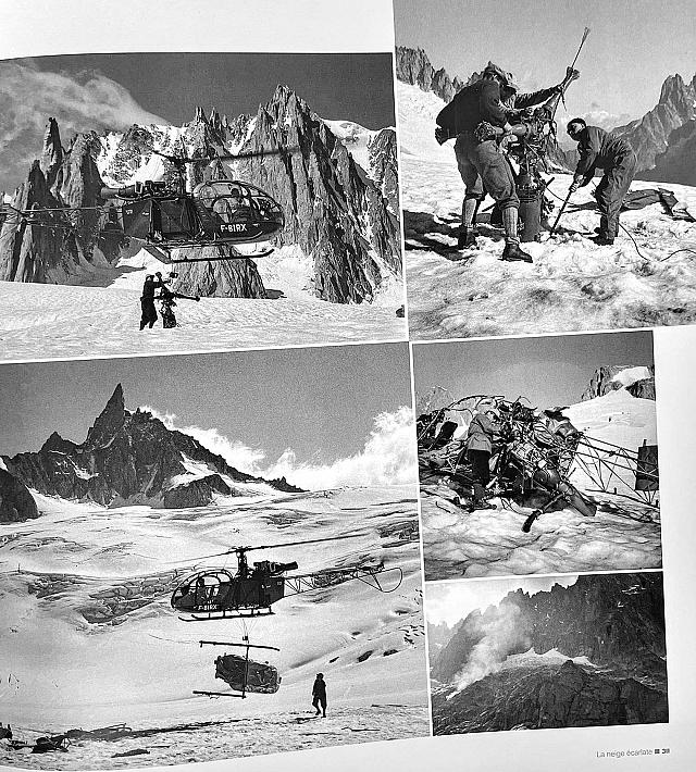 Evacuation par sling de l'épave de l'Alouette II F-BHOL à l'aide de l'Alouette 2 F-BIRX Hélicop-Air en 1958 - Photos DR