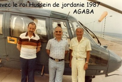 Claude Aubé et le roi Hussein qui aimait bien le Dauphin - Photo collection JMP